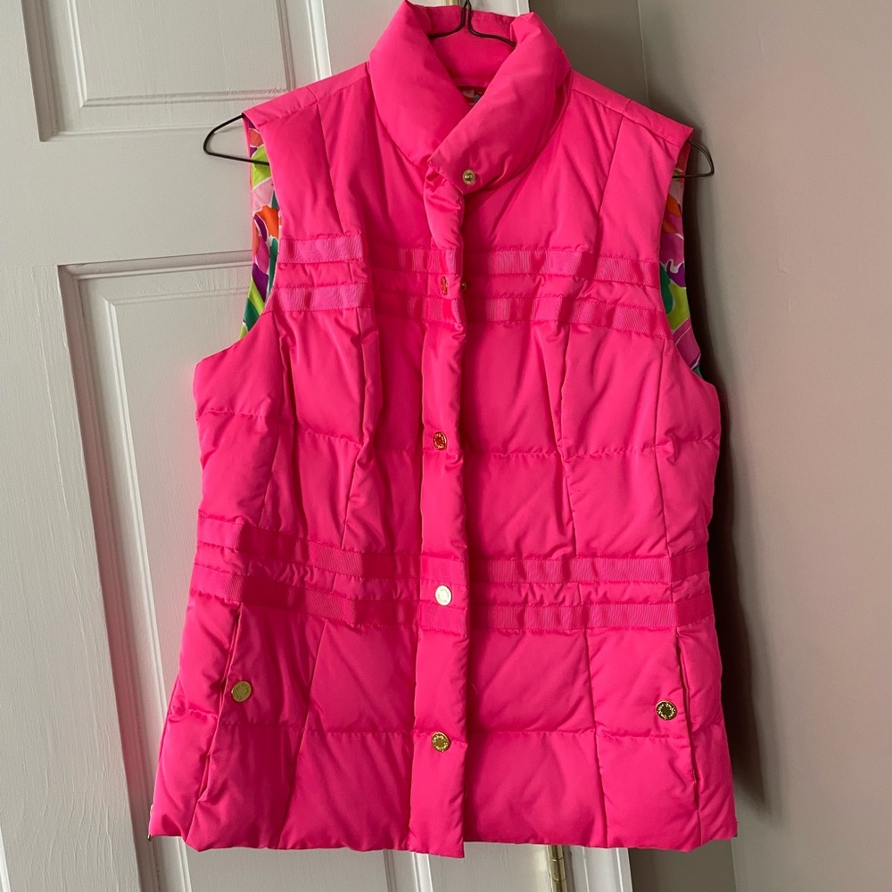 Lilly Pulitzer Pink Puffer Vest.